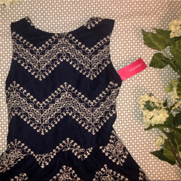 Navy Embroidered Dress - Picture 2 of 4